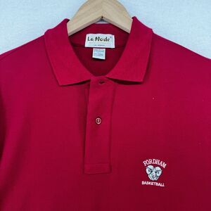 FORDHAM Shirt Mens L RAMS BVASKETBALL University Bronx NY Polo Cotton Red USA